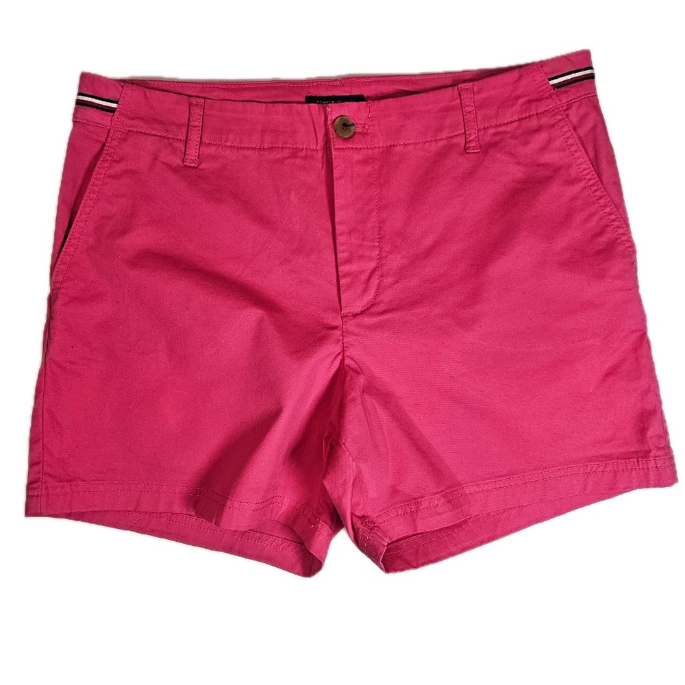 Tommy Hilfiger Chino Shorts Womens 10 Hot‎ Pink Slimming Casual Summer Twill